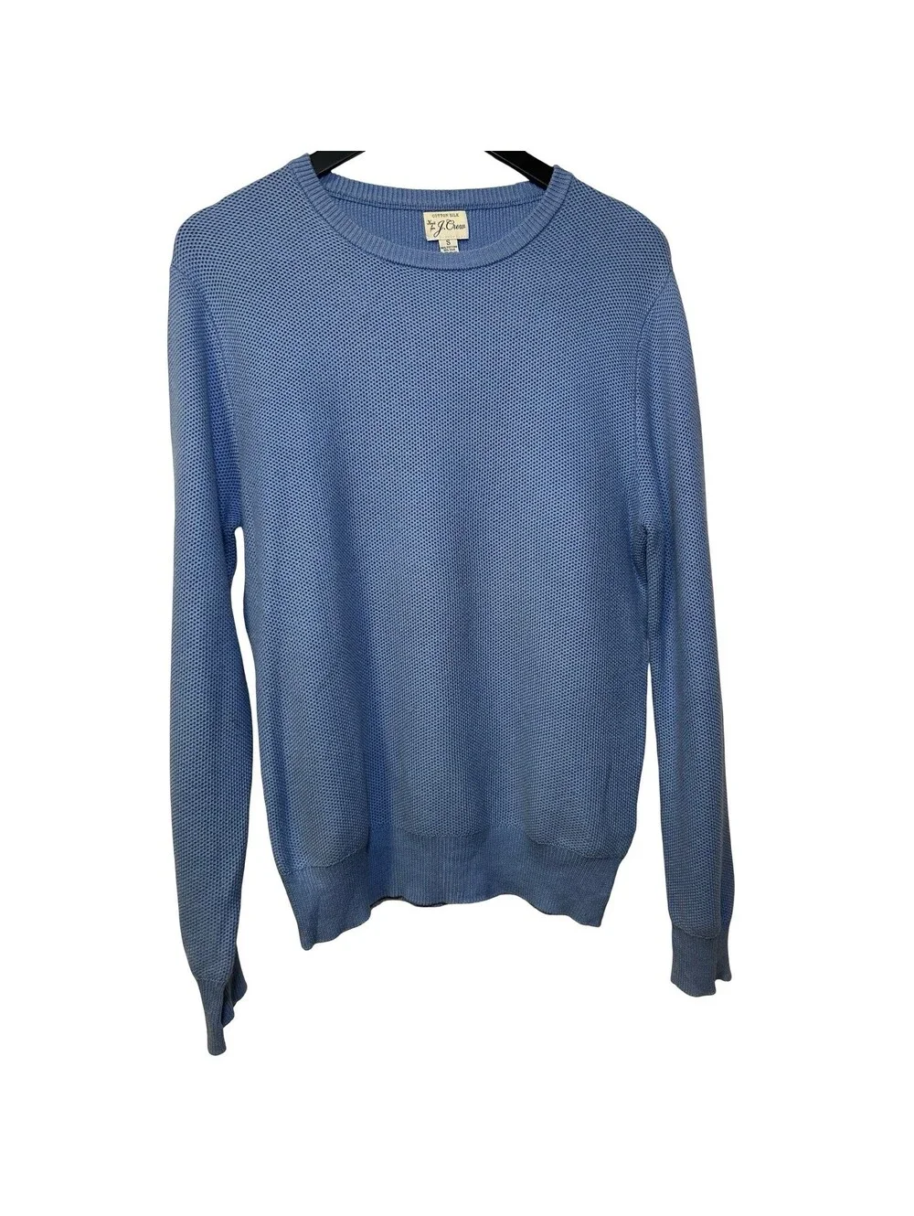 J. Crew Cotton Silk Textured Knit Classic Crewneck Sweater Blue Sz S